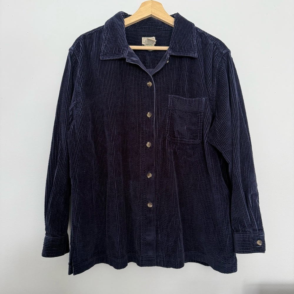 Vintage L.L. Bean Navy Corduroy Button Down Shirt